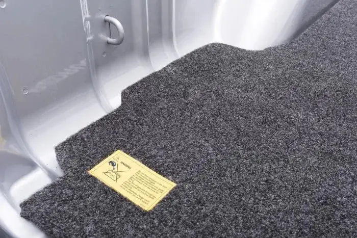 Truck bed carpet liner installed