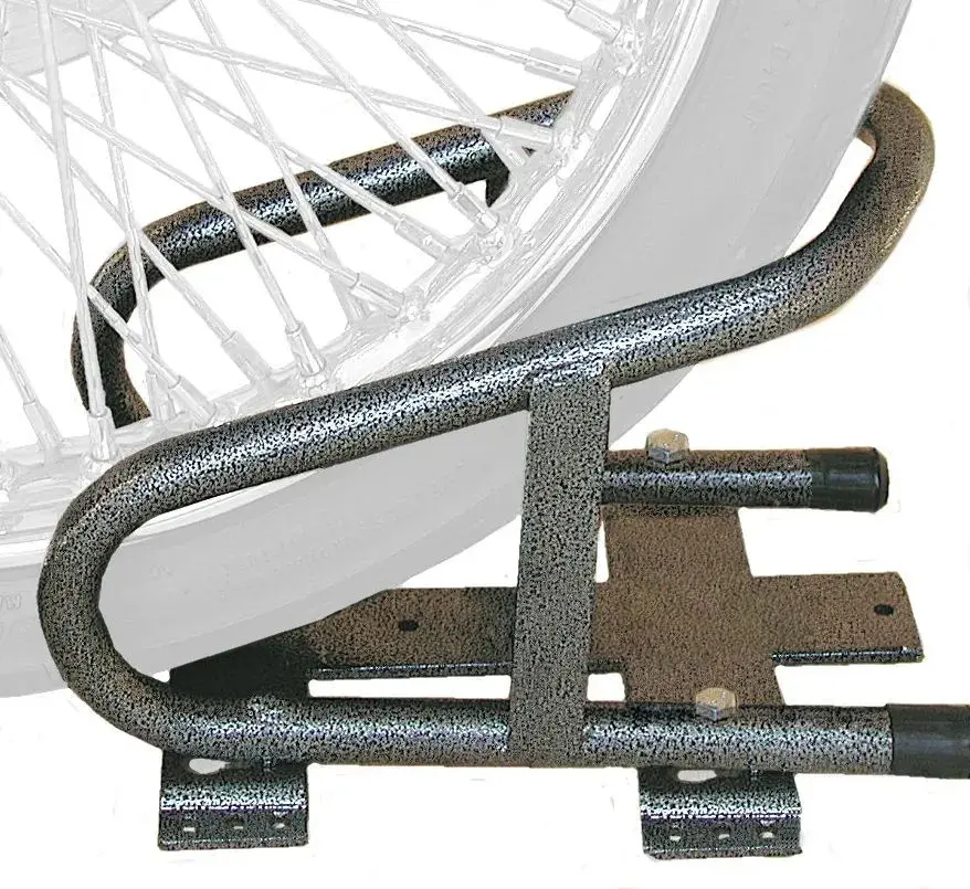 Motorcycle wheel chock trailer mount