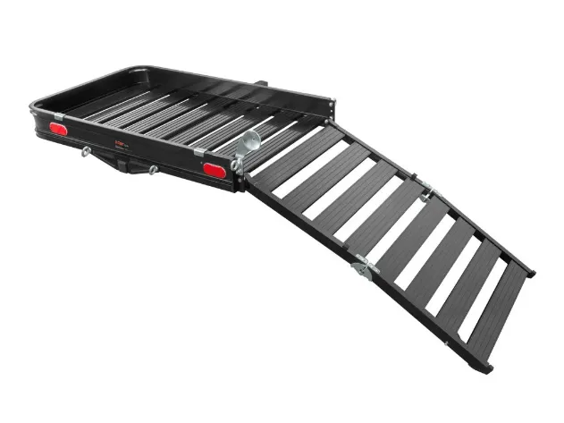 Folding trailer cargo ramp attachment