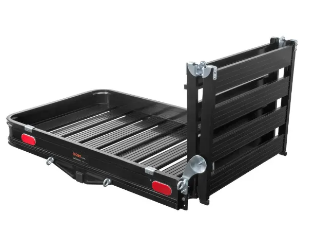 Black utility trailer cargo bed
