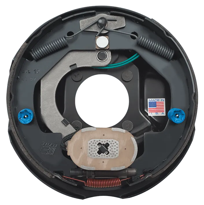Trailer electric brake assembly closeup