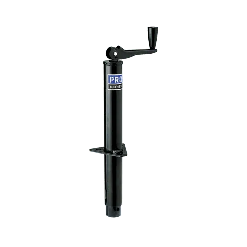Black trailer jack with crank